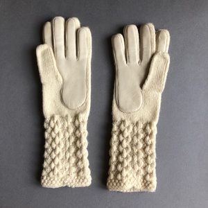 Vintage wool gloves with leather accent
